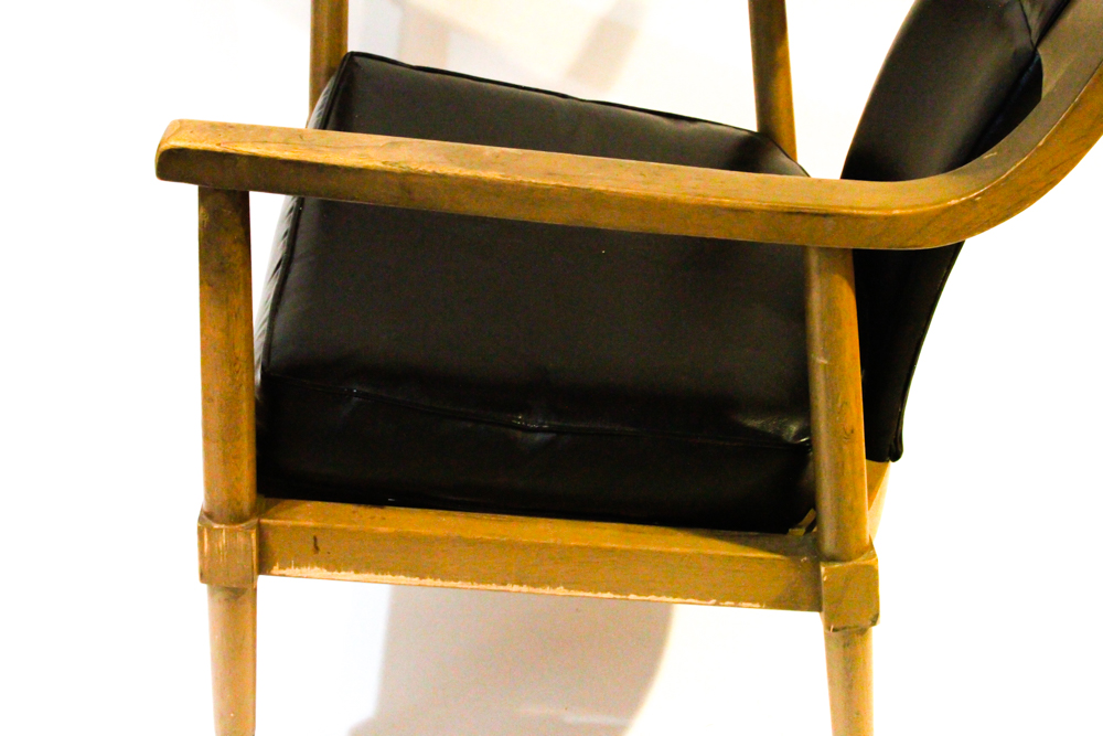 Mid-Century Rolling Leather Arm Chair