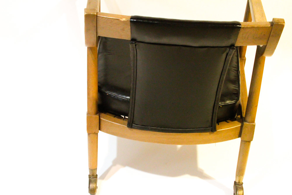 Mid-Century Rolling Leather Arm Chair