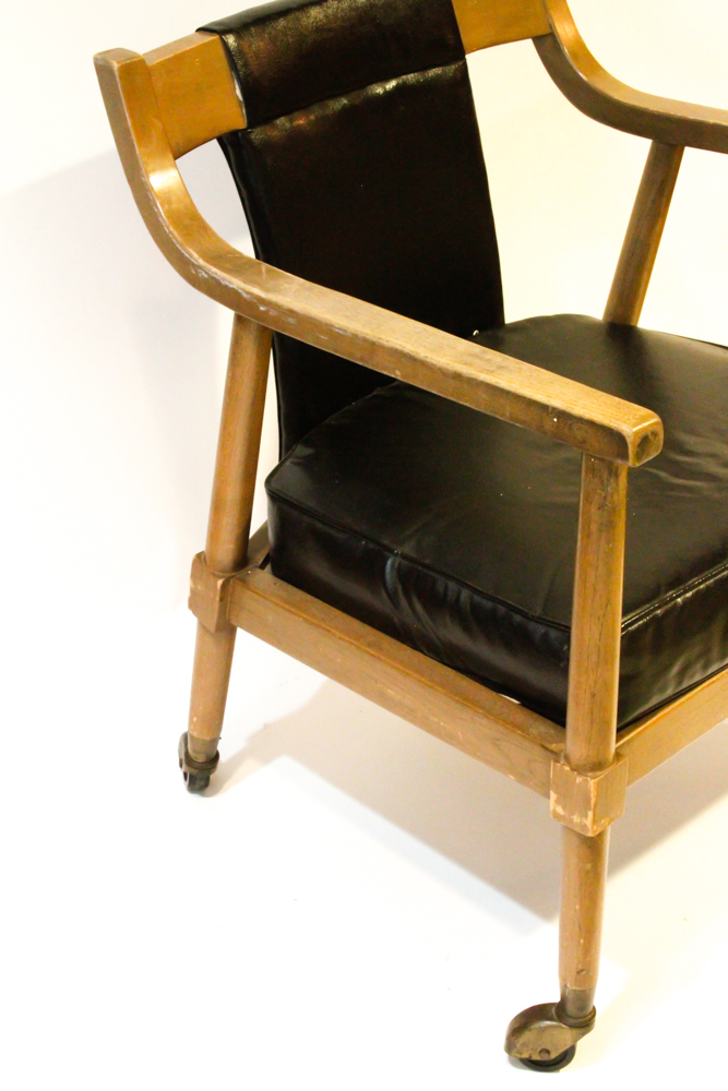 Vintage Leather Arm Chair on Wheels