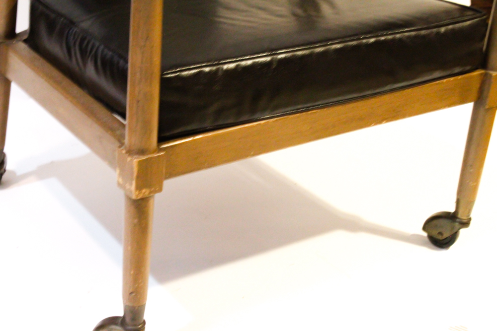 Vintage Leather Arm Chair on Wheels