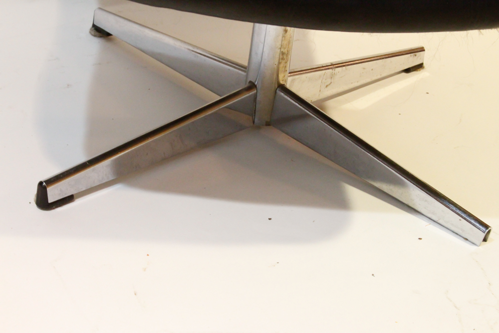 Mid Century Modern Black Leather Ottoman