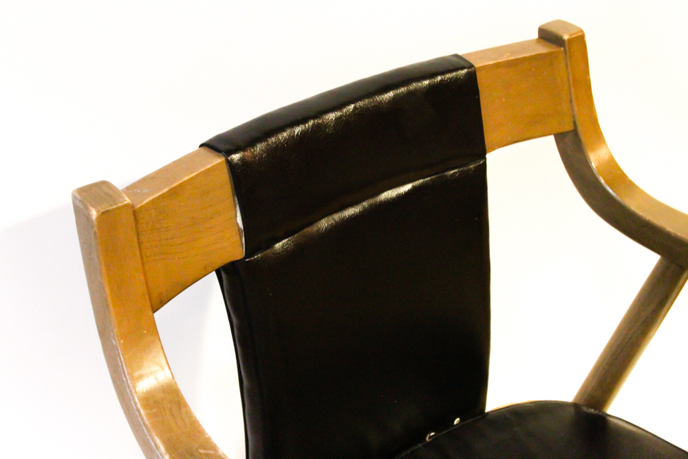 Vintage Leather Arm Chair on Wheels