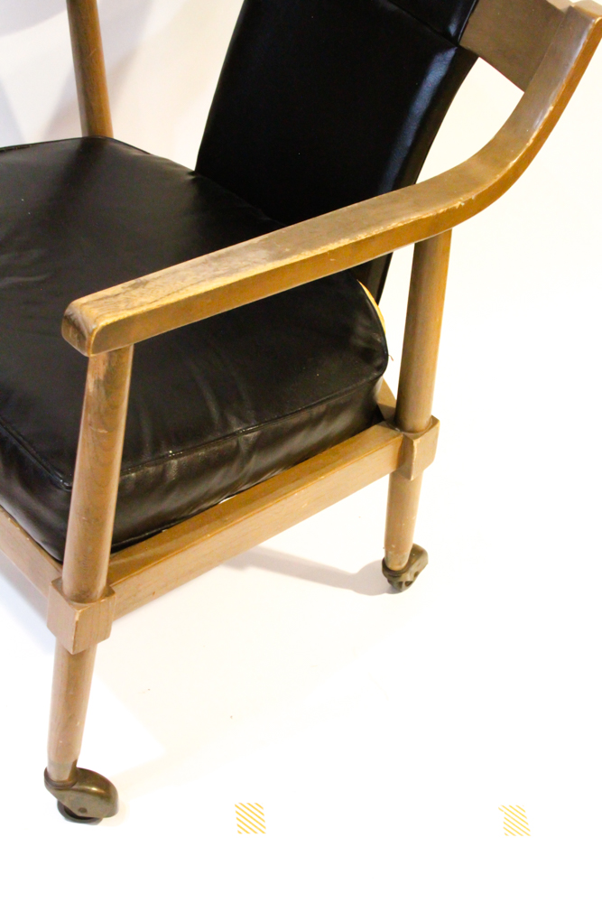 Vintage Leather Arm Chair on Wheels