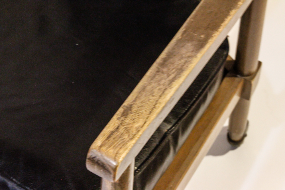 Vintage Leather Arm Chair on Wheels