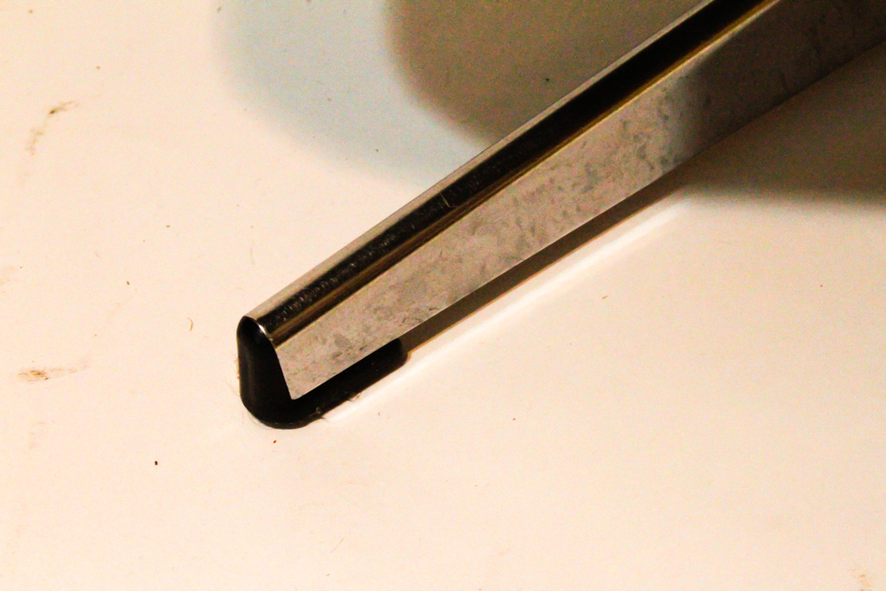 Mid Century Modern Black Leather Ottoman