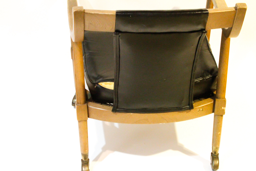 Vintage Leather Arm Chair on Wheels