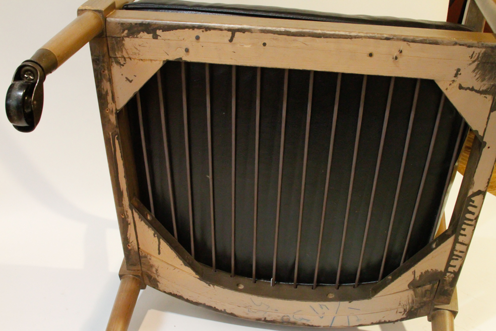 Vintage Leather Arm Chair on Wheels