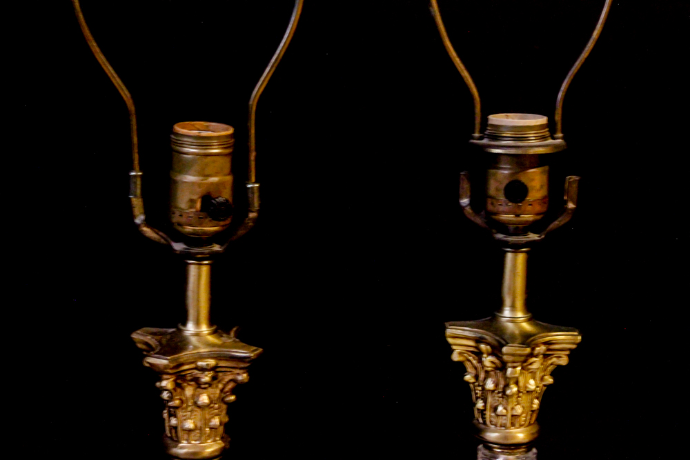 Vintage Beveled Glass and Brass Lamps