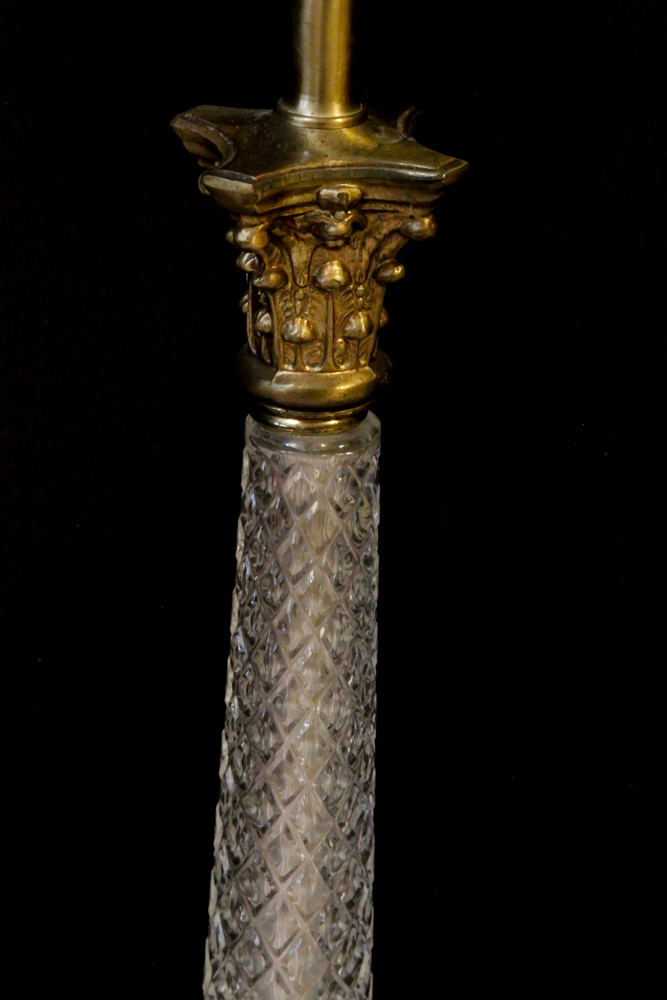 Vintage Beveled Glass and Brass Lamps