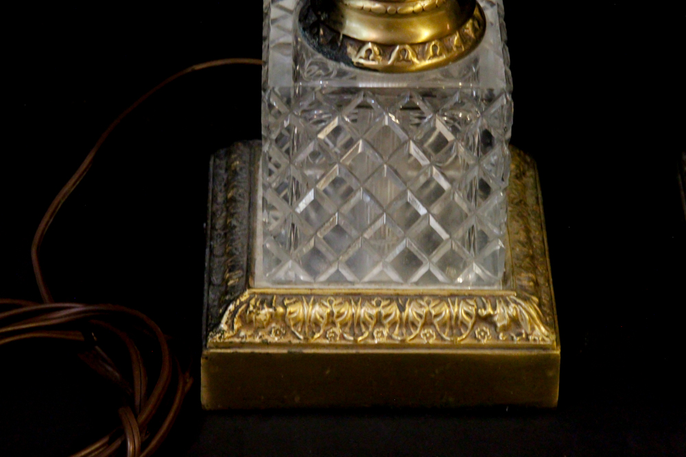 Vintage Beveled Glass and Brass Lamps