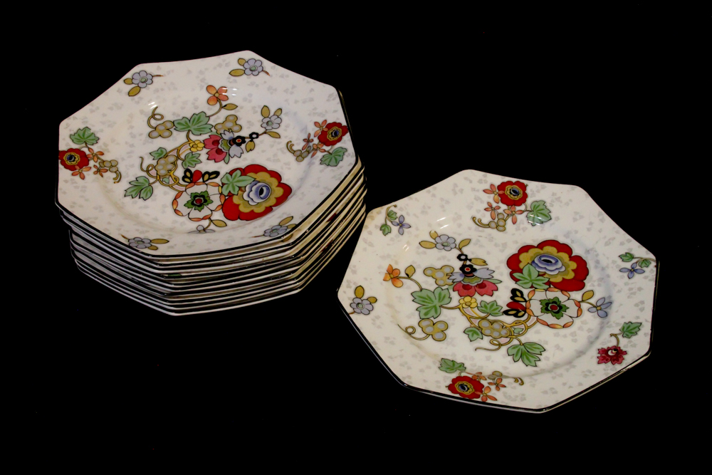 Crown Ducal Ware England "Beaumont Chintz" Salad Bowl and Plates