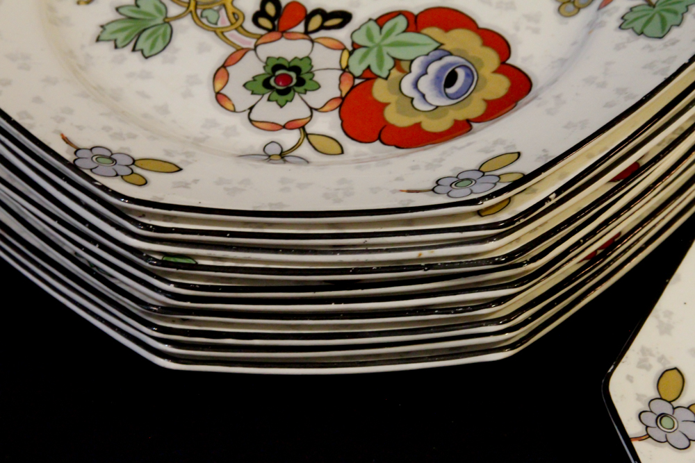 Crown Ducal Ware England "Beaumont Chintz" Salad Bowl and Plates