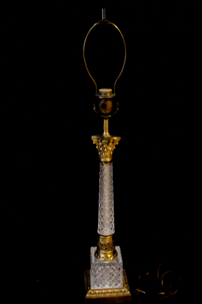 Vintage Beveled Glass and Brass Lamps