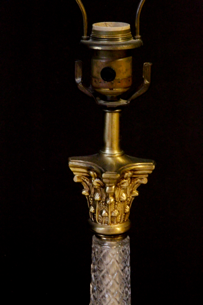 Vintage Beveled Glass and Brass Lamps