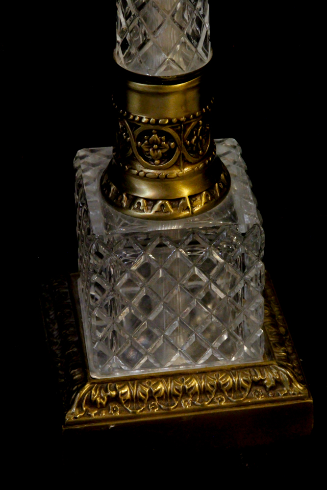 Vintage Beveled Glass and Brass Lamps