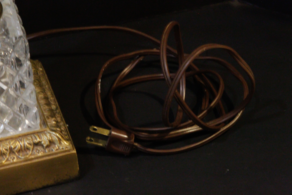 Vintage Beveled Glass and Brass Lamps