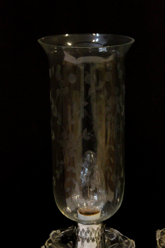 Pair of Vintage Crystal and Glass Table Lamps