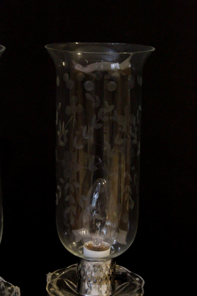 Pair of Vintage Crystal and Glass Table Lamps