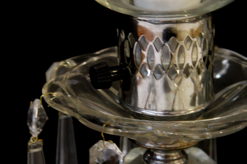 Pair of Vintage Crystal and Glass Table Lamps