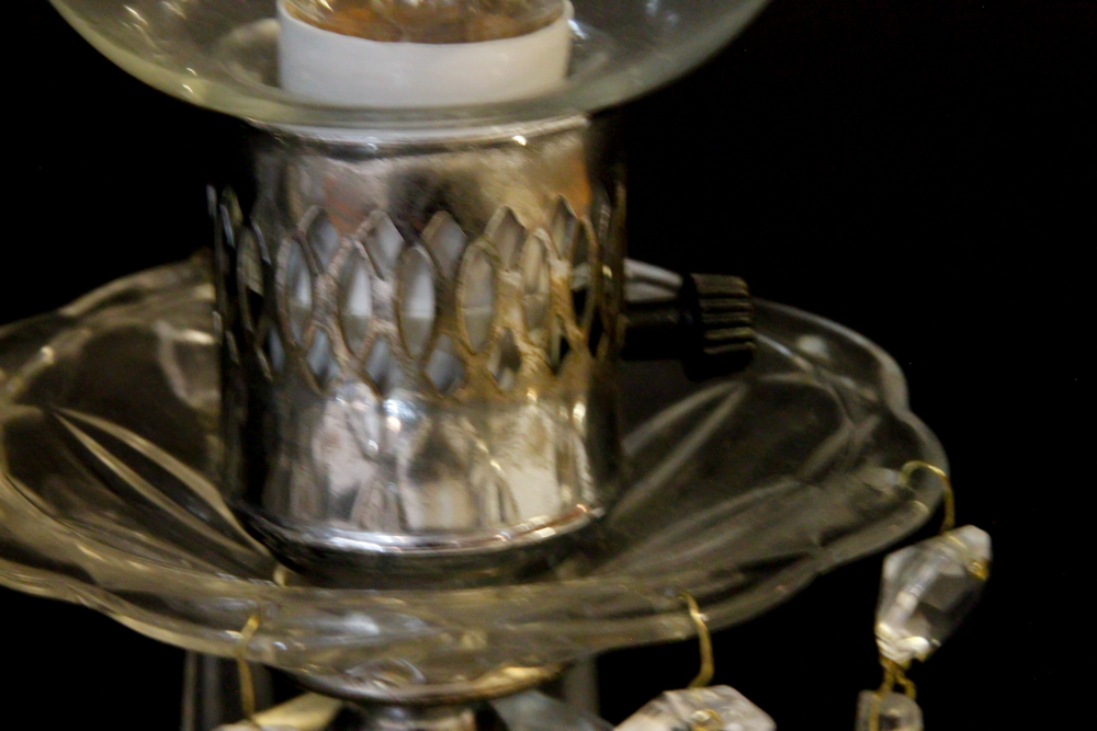 Pair of Vintage Crystal and Glass Table Lamps