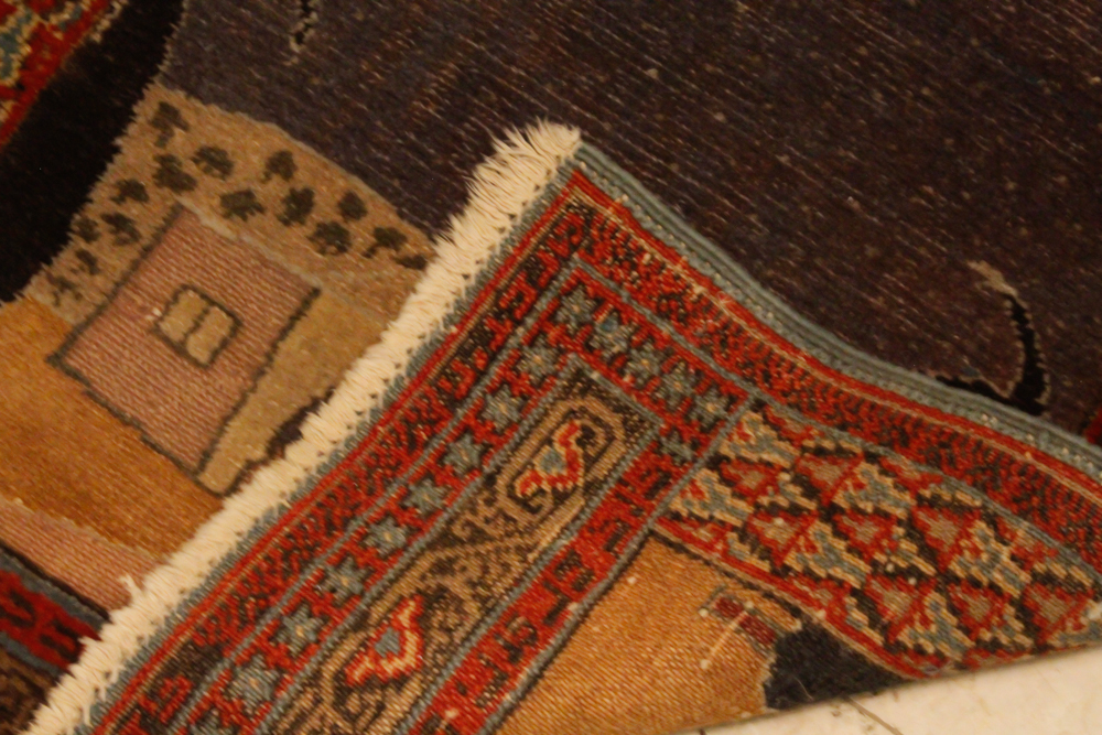 Signed Hand-Knotted Bezalel Pictorial Hebrew Rug with Inscription