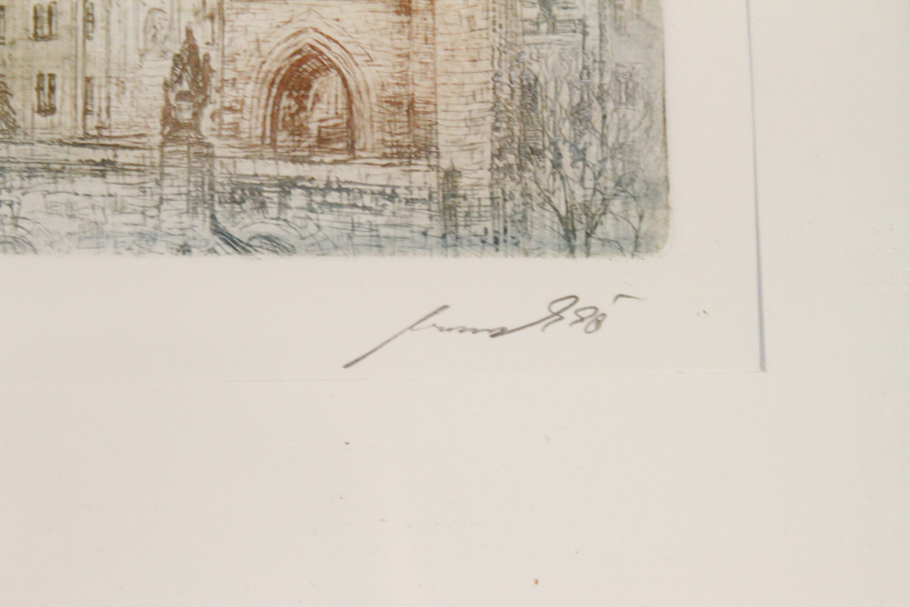 Framed Limited Edition Etching of Rooftops