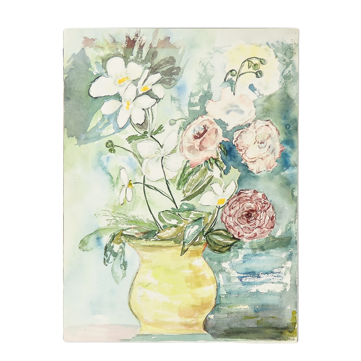 Watercolor Painting on Paper Floral Still Life