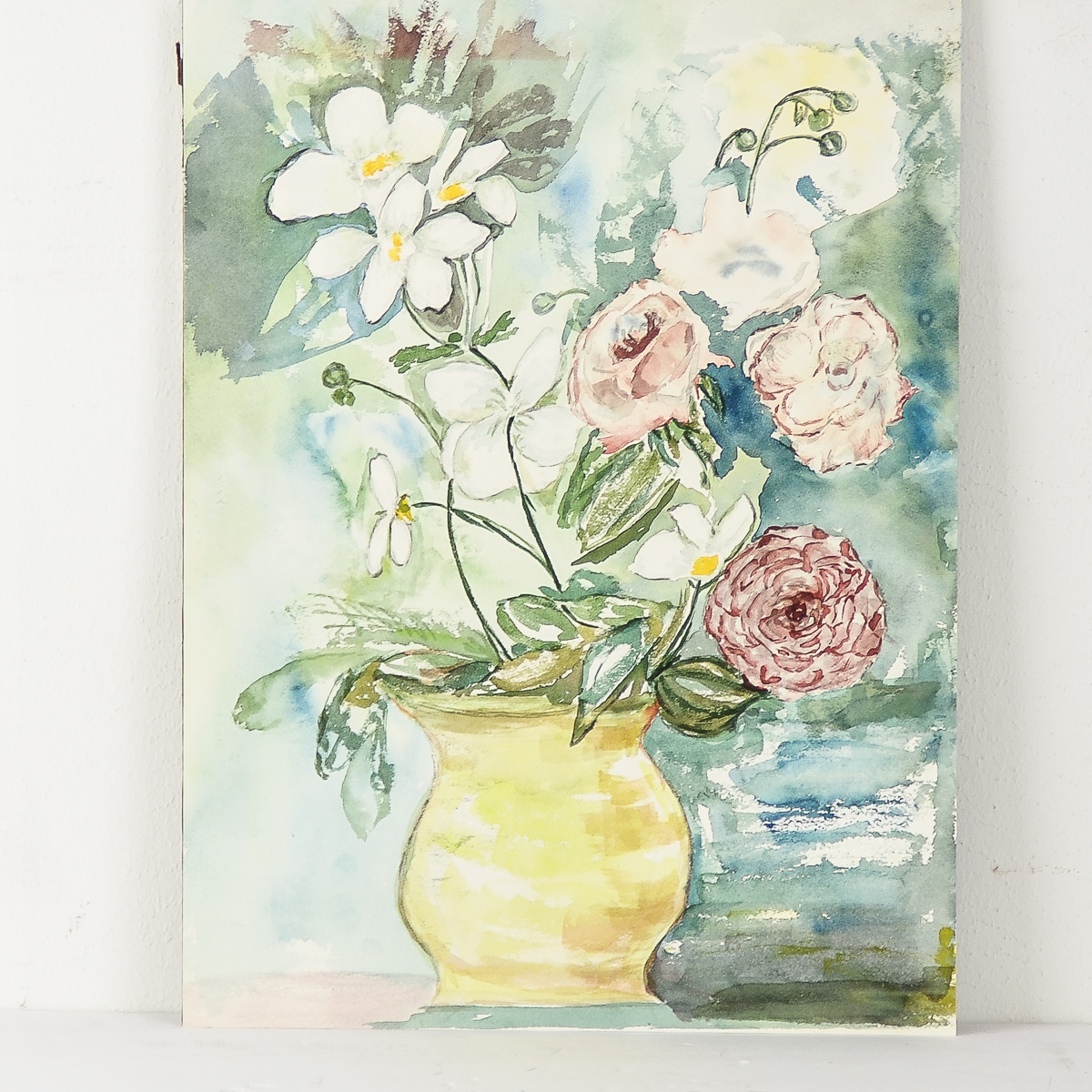 Watercolor Painting on Paper Floral Still Life