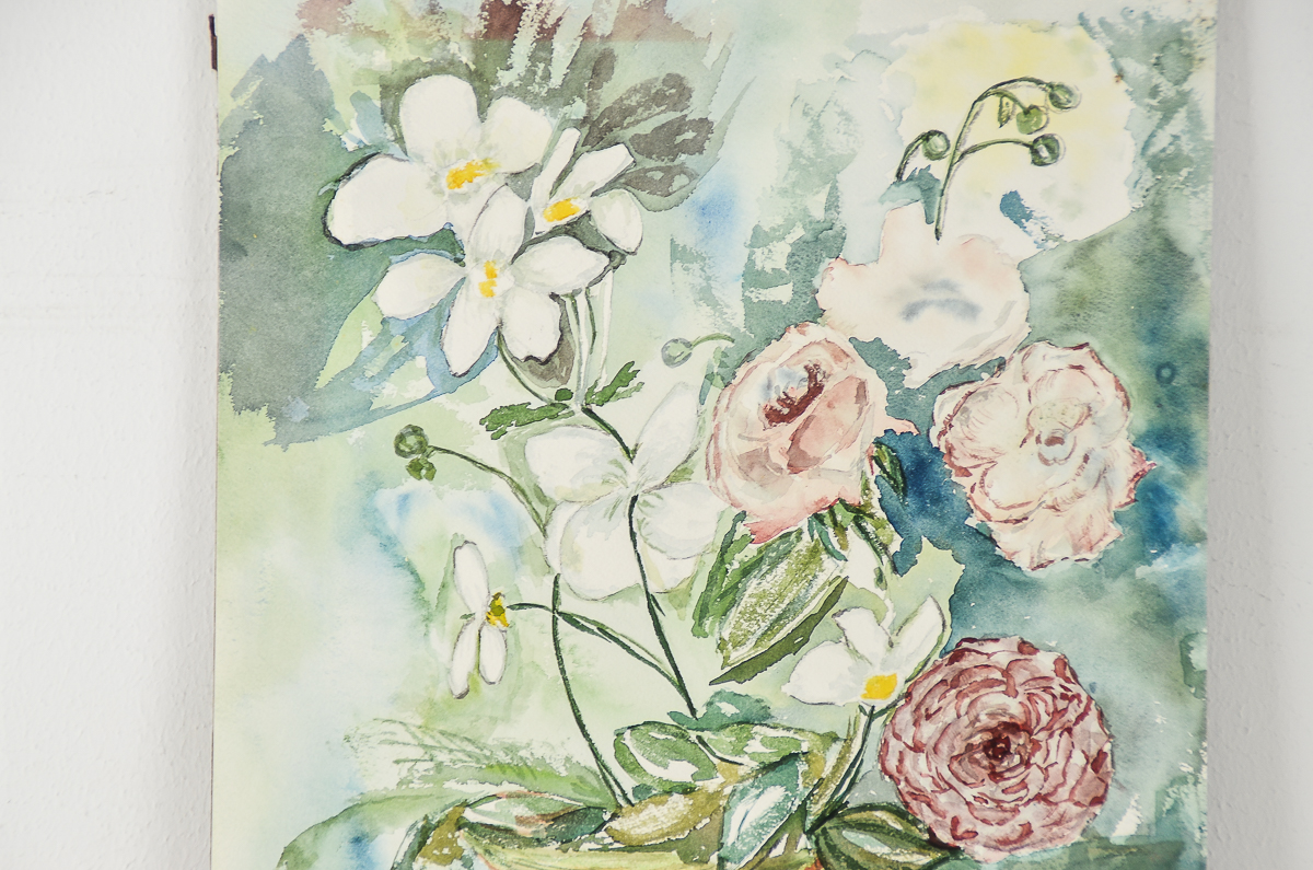 Watercolor Painting on Paper Floral Still Life