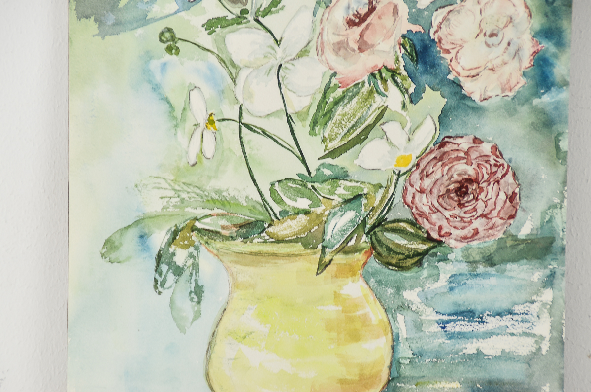 Watercolor Painting on Paper Floral Still Life
