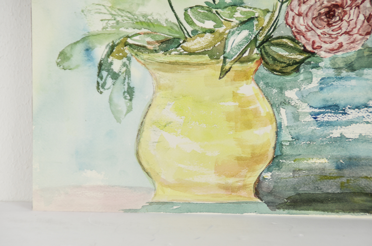 Watercolor Painting on Paper Floral Still Life