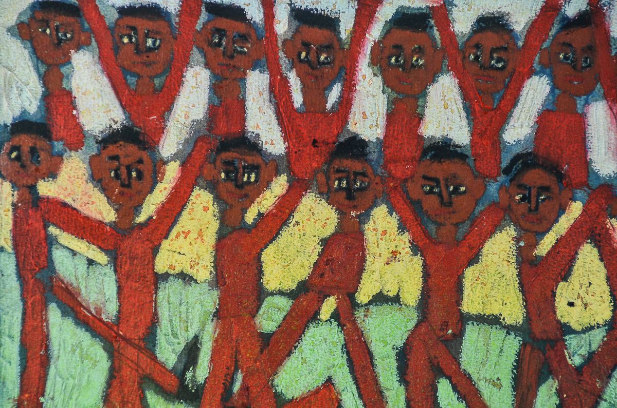 Myra Eastman Acrylic Painting on Paper "Dancing Men"