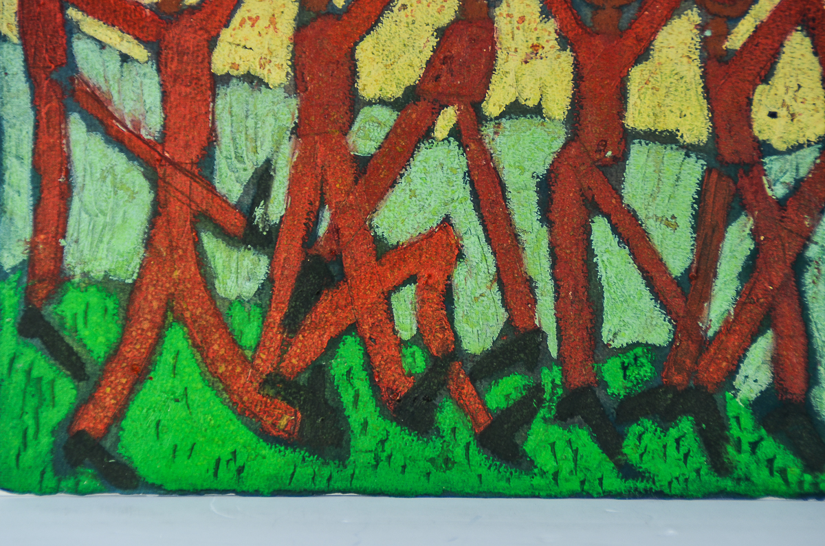 Myra Eastman Acrylic Painting on Paper "Dancing Men"