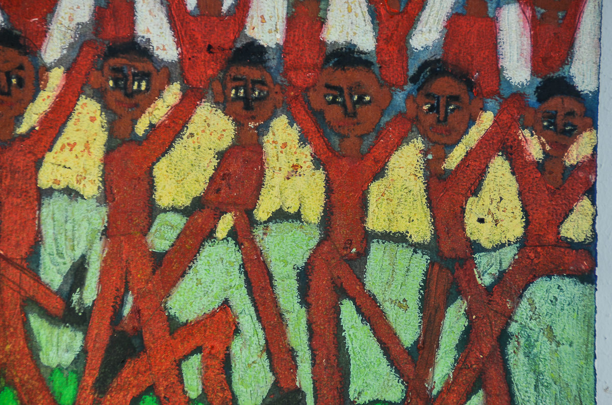 Myra Eastman Acrylic Painting on Paper "Dancing Men"