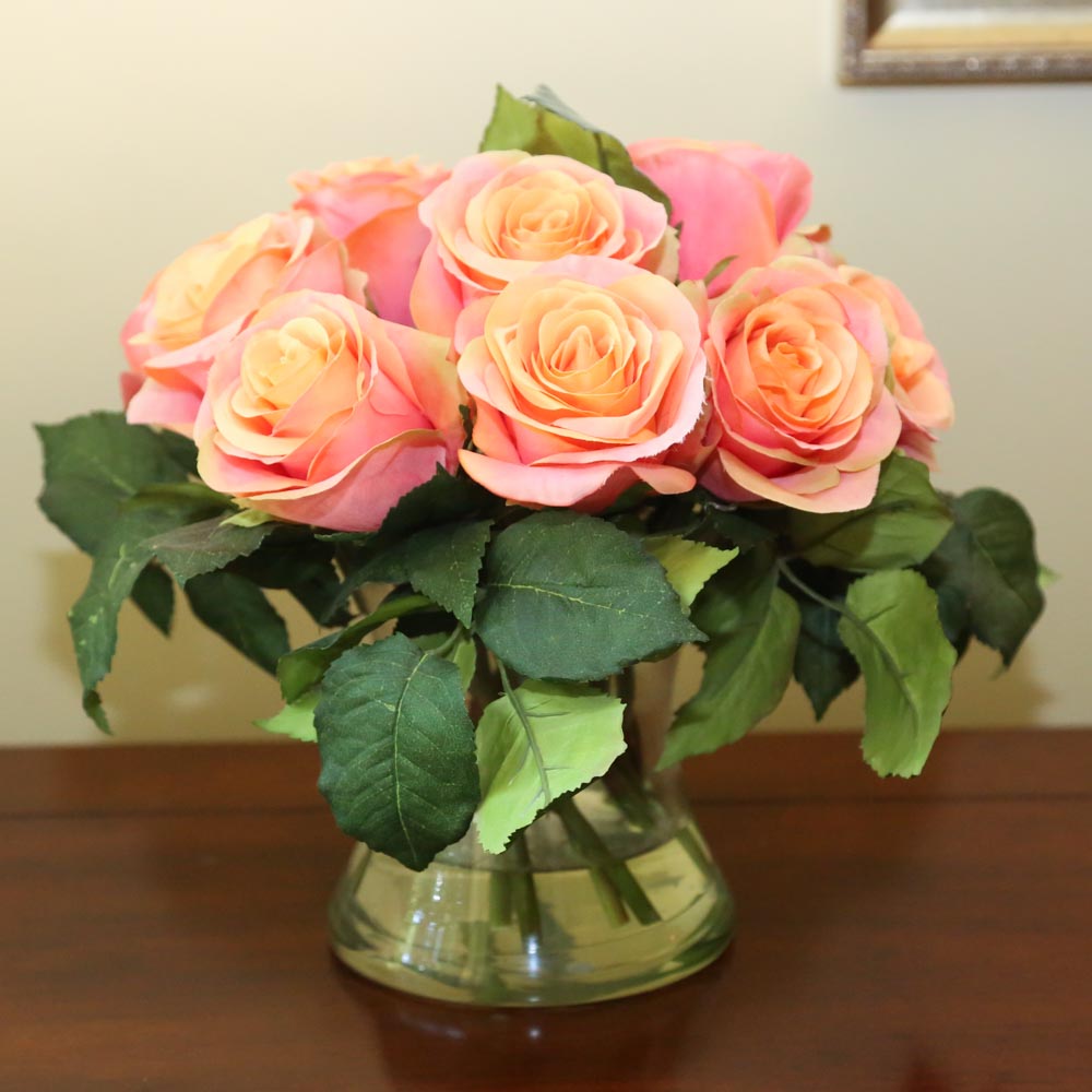 Neoclassical Inspired Lamp and Faux Floral Décor