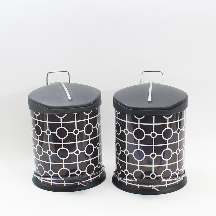 Modern Hinged Metal Wastebasket Set