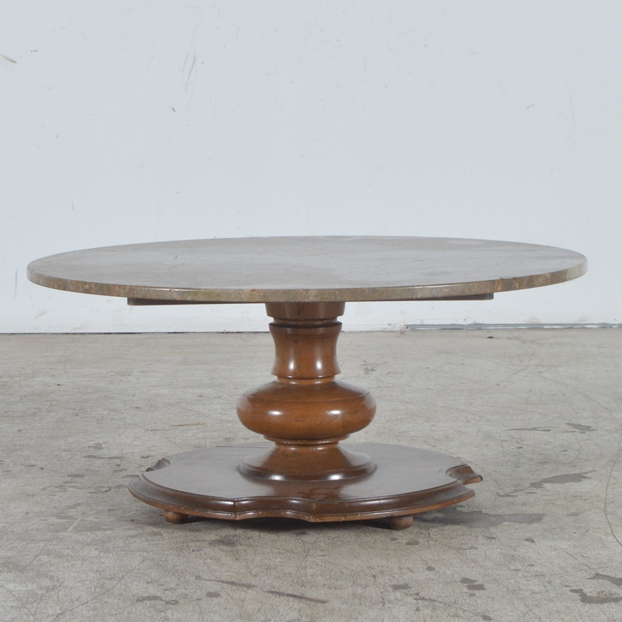 Round Marble Top Vintage Coffee Table