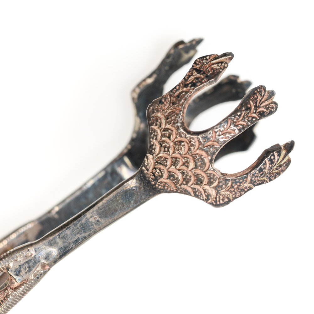 Antique Sterling Silver Filigree Tongs