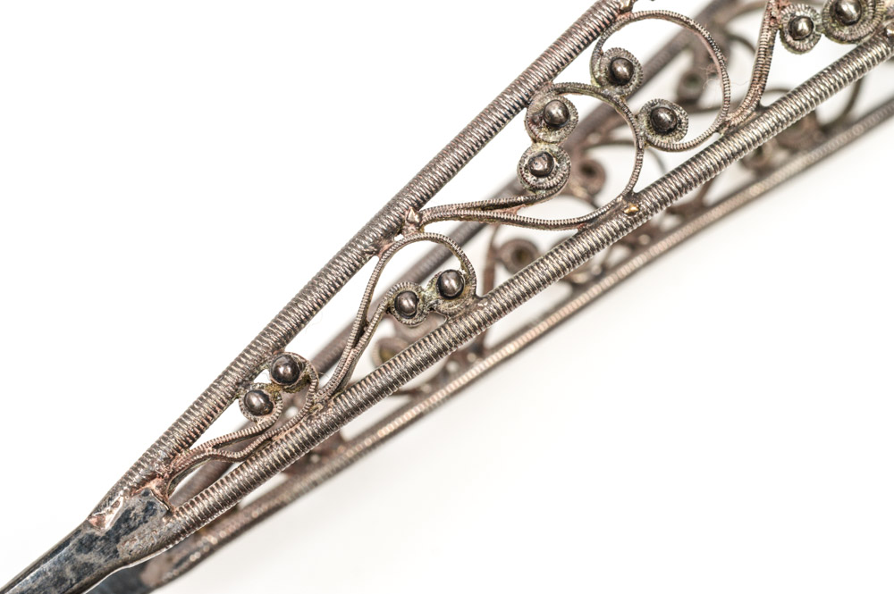 Antique Sterling Silver Filigree Tongs