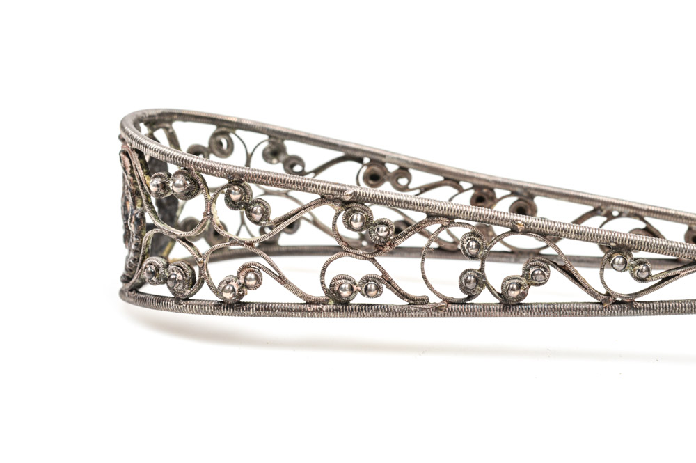 Antique Sterling Silver Filigree Tongs