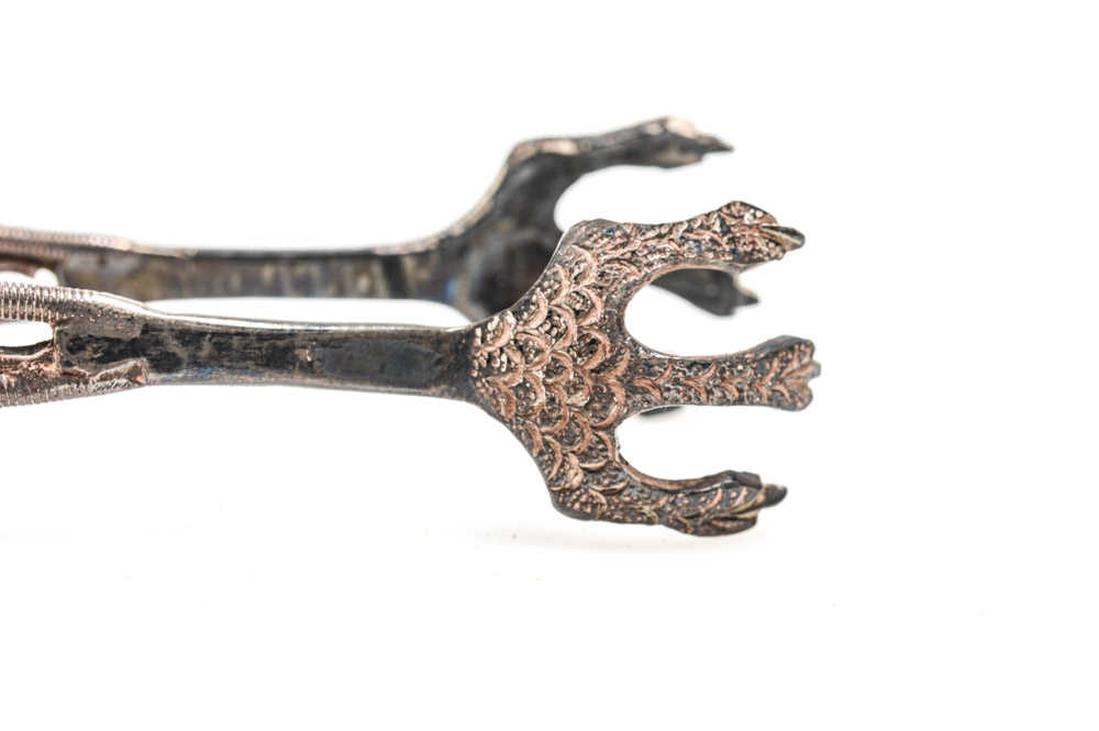 Antique Sterling Silver Filigree Tongs