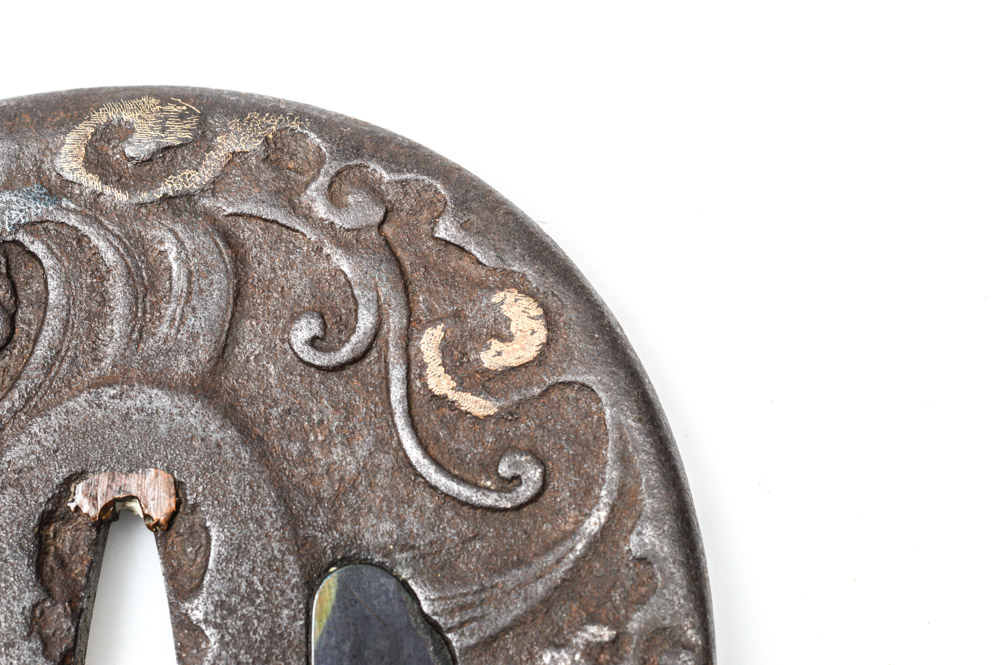 Antique Japanese Tsuba Sword Guard With a Dragon