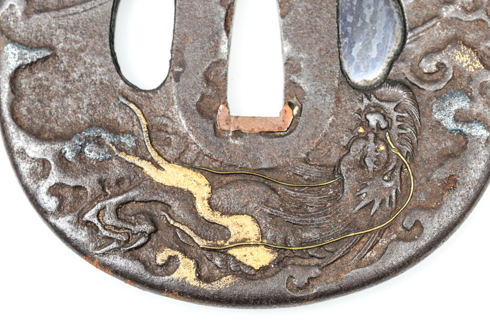 Antique Japanese Tsuba Sword Guard With a Dragon