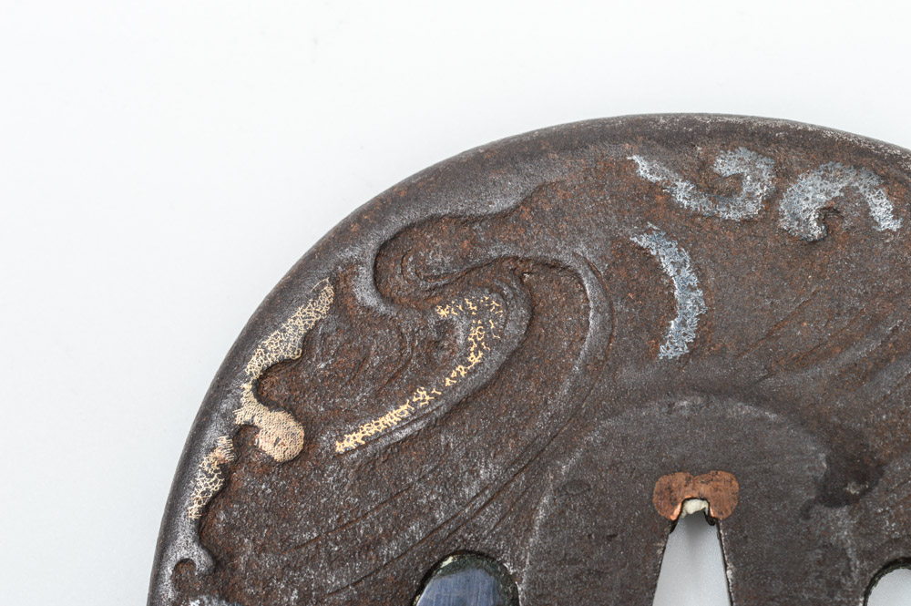 Antique Japanese Tsuba Sword Guard With a Dragon