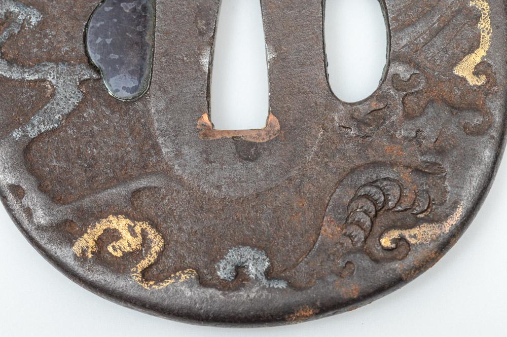 Antique Japanese Tsuba Sword Guard With a Dragon