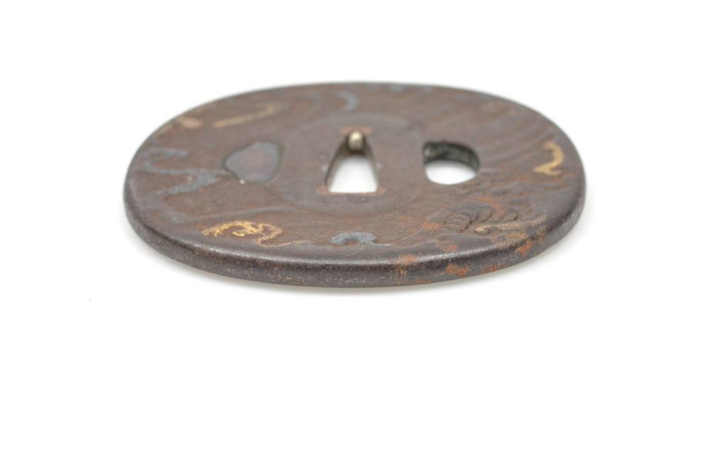 Antique Japanese Tsuba Sword Guard With a Dragon