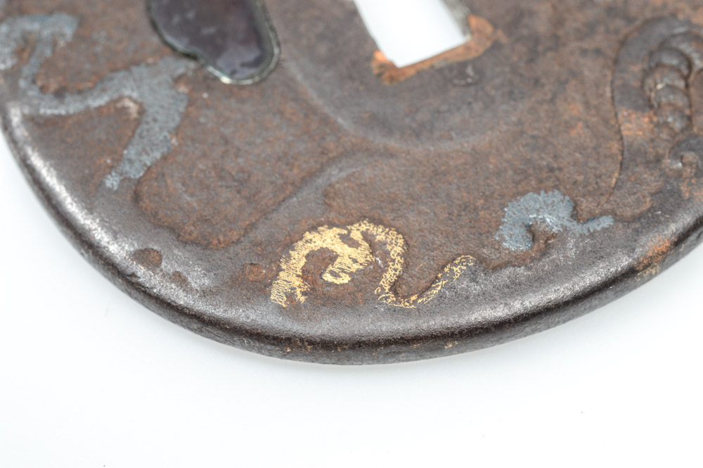 Antique Japanese Tsuba Sword Guard With a Dragon