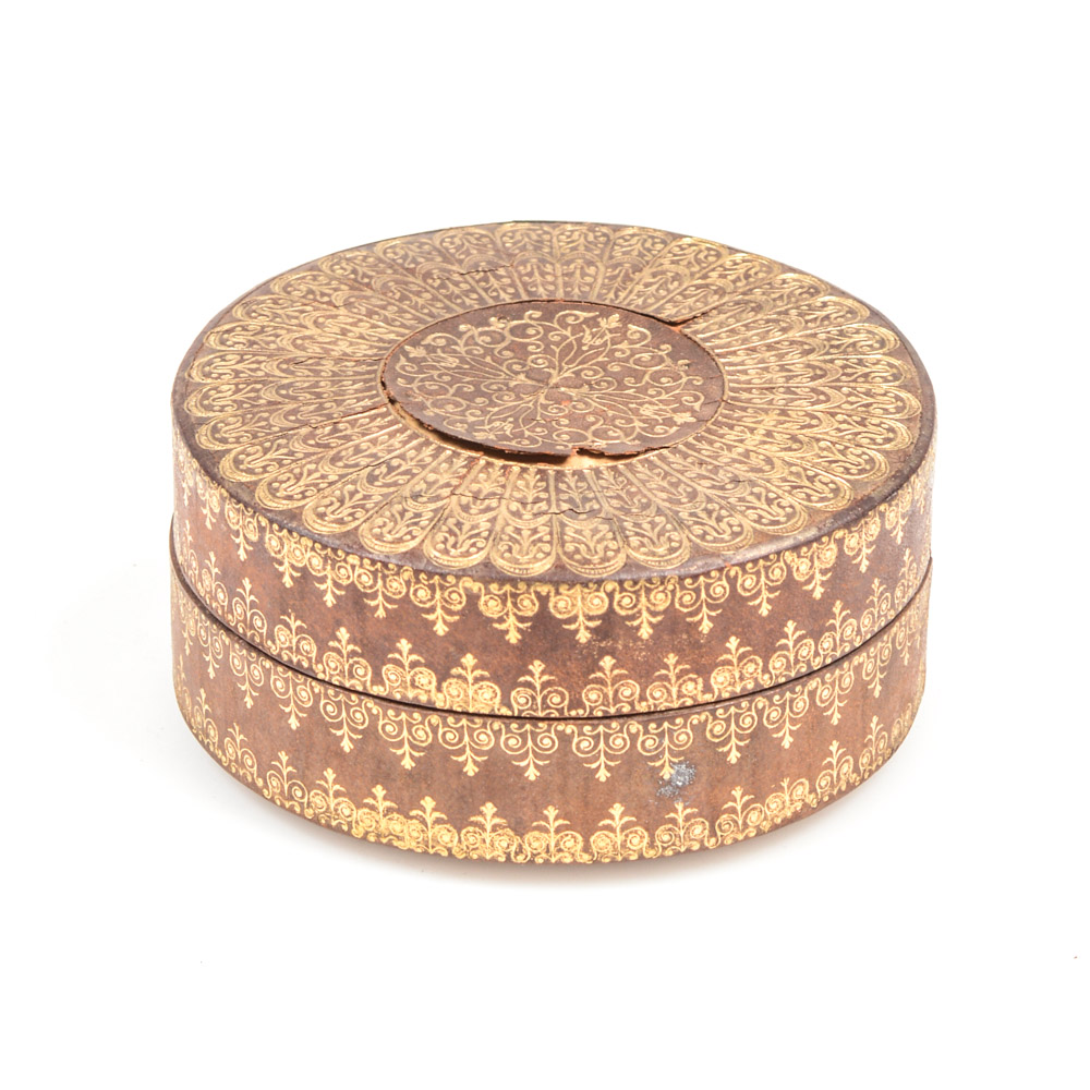 Antique Round Leather Box