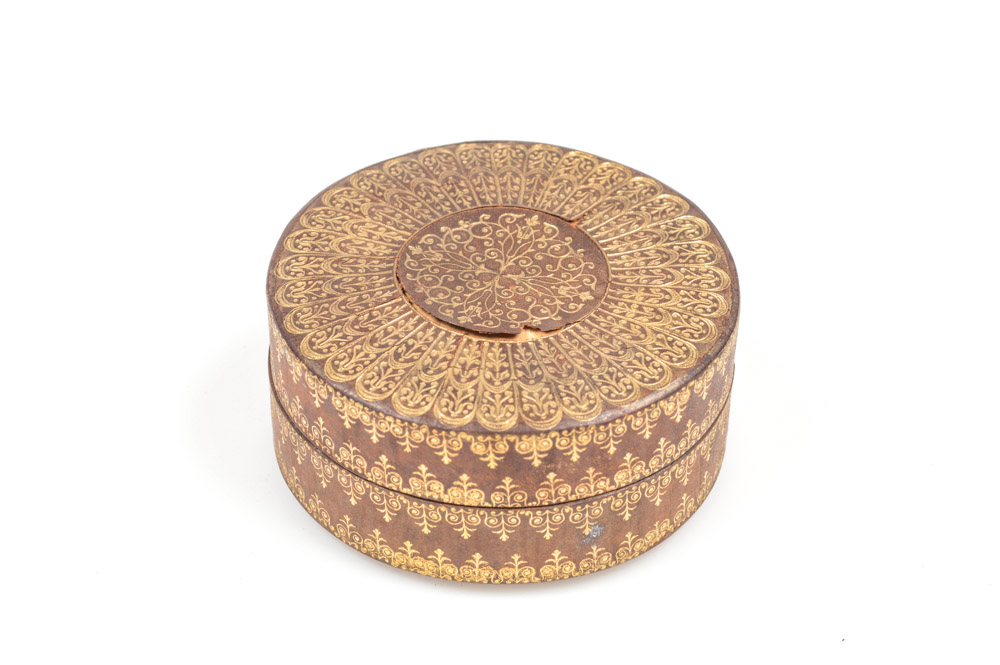 Antique Round Leather Box