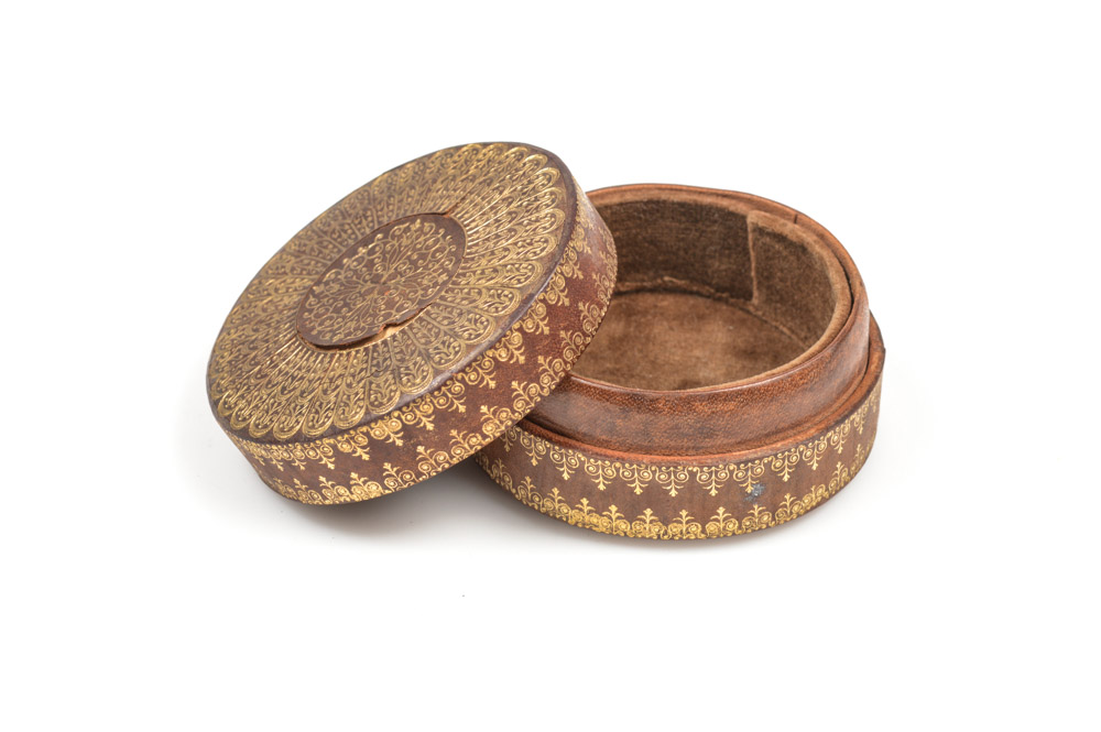 Antique Round Leather Box